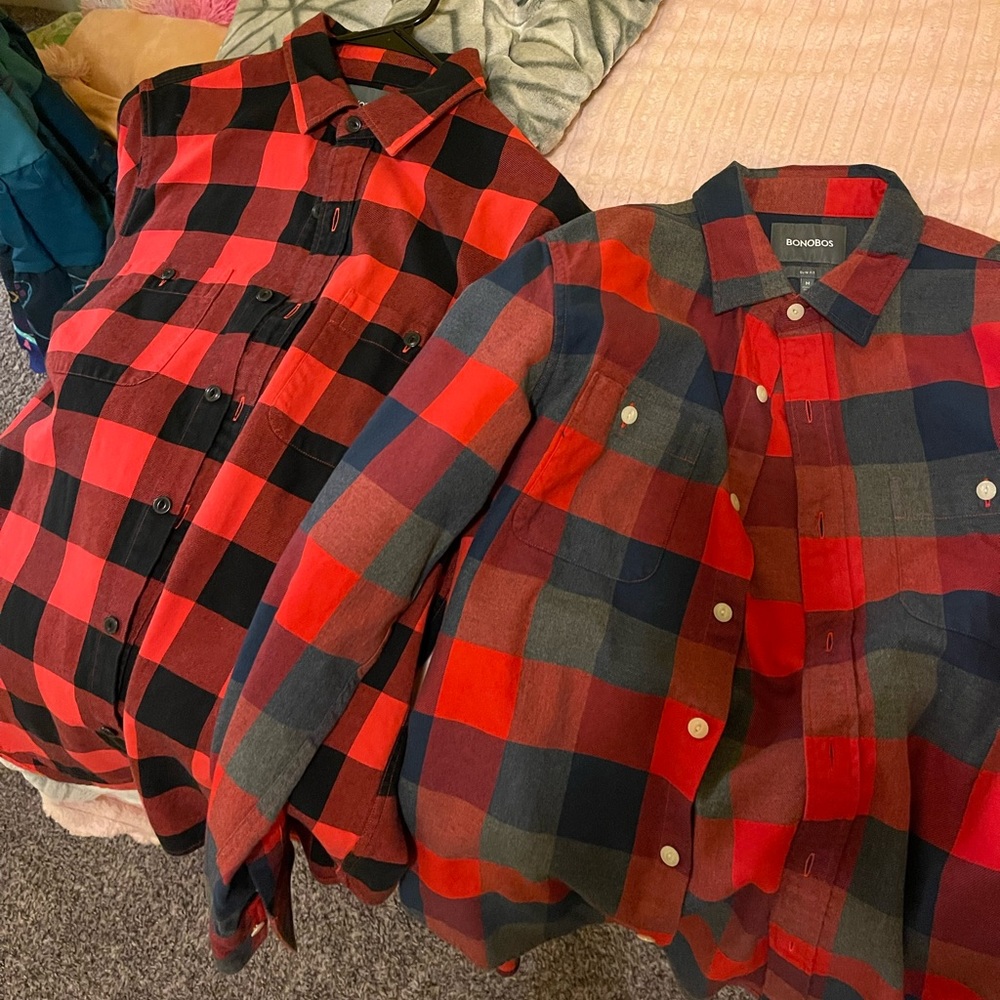 2 x Bonobos Slim Fit Flannel Shirt - M